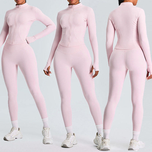 Conjunto Deportivo de Dos Piezas para Mujer, Ropa de Yoga con Cintura Elástica, Traje Deportivo para Entrenamiento, Pantalones de Chándal para Fitness - Product Image 3