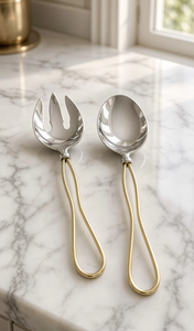 Juego de Cubiertos para Ensalada con Acabado Dorado, Cuchara y Tenedor Decorativos de Metal para Mesa de Comedor de Lujo, Decoración del Hogar y Vajilla de Restaurante - Product Image 5