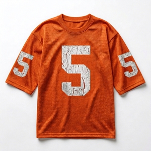 เสื้อฟุตบอลดีไซน์ตาข่ายขนาดใหญ่ ระบายอากาศได้ดี ไซส์พลัส สไตล์สตรีทแฟชั่นสำหรับแฟนบอลอเมริกัน ทรงบ็อกซี่ ฟิต ใส่สบาย - Product Image 1