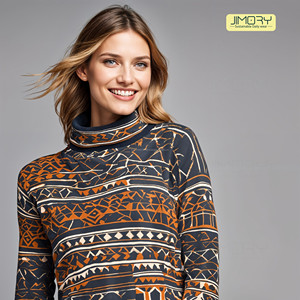 JE2077 Alemania Tela de punto de algodón Patrón sólido Invierno Formal Cierre de cremallera Botón Detalle Tops para mujer y suéteres hechos a mano - Product Image 2