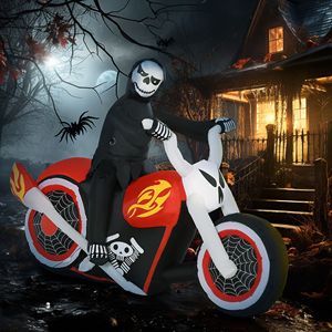Decorazione Gonfiabile LED da Esterno per Halloween, Fantasma Biker da 2,3 m, per Giardino, Prato, Feste e Festività - Product Image 2