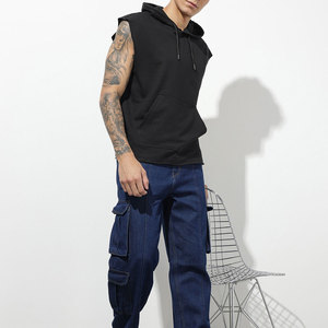 Haut de sport sans manches pour homme, personnalisé OEM, coupe oversize, respirant, broderie 3D, en tissu français uni teint, taille XS - Product Image 5