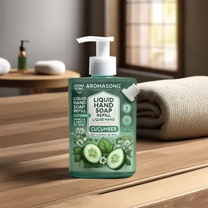 Aromasong Private Label 16 oz Liquid <b>Hand</b> Wash <b>Soap</b> <b>Refill</b> Mineral Salt Refreshing Cucumber Scent Gentle Whitening Anti-Acne - Product Image 2
