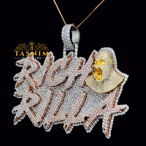 TASMIN JEWELRY Iced VVS Moissanite Diamant-Buchstabenanhänger im Rich Rilla Stil, Hip-Hop Micro-Insert Charm - Product Image 4