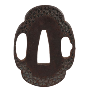 Tanto japonais de la période Edo, tsuba en fer avec incrustation d'argent, motif fleur de cerisier, non marqué - Product Image 5