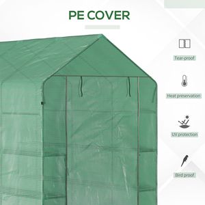 Serra Ecologica 7x5x6ft con Copertura in PE, 3 Ripiani, Porta con Cerniera Avvolgibile, Telaio in Acciaio per Coltivazione di Ortaggi - Product Image 4
