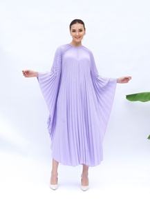 Robe de mariée lavande, kaftan féerique, robe de cocktail plissée, robe longue de soirée, 100% coton, manches longues, écologique - Product Image 5