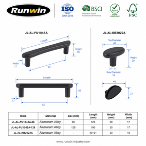 <strong>Modern</strong> Aluminum Alloy Matte <strong>Black</strong> Matching Furniture Hardware Set Cabinet <strong>Knobs</strong> and Handles Kitchen and Closet Pull OEM Factory - Product Image 4