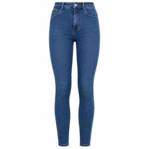 Jeans de mujer de tiro alto, corte acampanado y lavado oscuro - Product Image 1