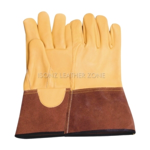 Gants de soudage TIG en cuir véritable, protection des mains pour le soudage TIG, paume renforcée, gants de soudeur TIG en cuir - Product Image 1