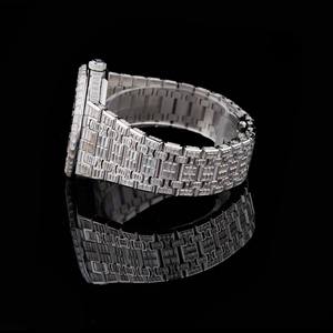Black Ocean Jewels A.P. Reloj de Pulsera de Cuarzo Japonés de Acero Inoxidable de 41 mm para Hombre, Reloj Hip Hop con Incrustaciones de Diamantes Moissanite Baguette - Product Image 4