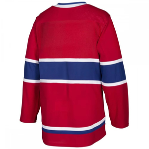 Maillot de hockey sur glace rouge des Canadiens de Montréal pour homme, col en V, manches longues, en polyester respirant avec broderie, vêtement pour adulte - Product Image 2
