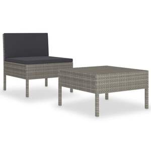 Conjunto de Muebles de Jardín de Ratán PE Gris Estándar y Antracita - Product Image 2