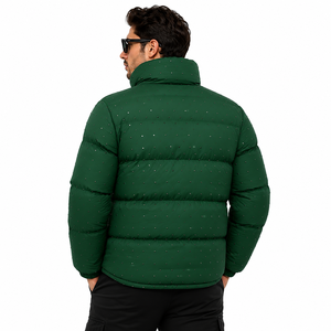 Custom Men's Dark Green Puffer Jacket Winter Quilted <b>Bubble</b> <b>Coat</b> Lightweight Warm Insulated Zip Up Jacket OEM Wholesale Fectory - Product Image 4