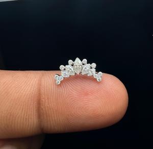 Pendientes de tuerca con racimo de diamantes marquise radiantes en oro de 14 quilates con diamantes cultivados en laboratorio - Product Image 1