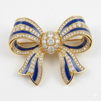 Broches de luxe personnalisées en alliage plaqué argent avec nœud papillon, micro-incrustations de strass en cristal, pour femme, cadeau de fête