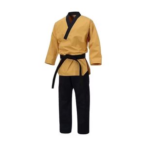 Uniforme de Karate Dorado, Artes Marciales, Mezcla de Algodón y Poliéster, Duradero, Transpirable, Unisex, Conjuntos de Gi para Adultos, Traje de Entrenamiento, Cinturón Negro, Personalizado - Product Image 1
