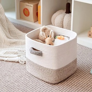 Cesta de macramé de doble tono de alta gama para un elegante organizador de almacenamiento en el hogar, para baño, cocina, dormitorio y decoración interior premium. - Product Image 4