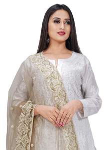 Meilleures ventes : Magnifique dupatta indien pakistanais en tissu filet de créateur, broderie fantaisie de qualité supérieure, pour mariage, tenue traditionnelle féminine - Product Image 4