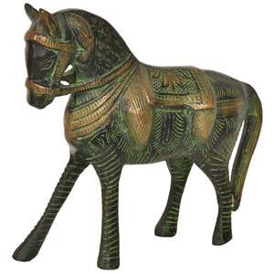 Escultura de caballo real de 8 pulgadas en latón Artículo de decoración para el hogar hecho a mano en India - Product Image 1