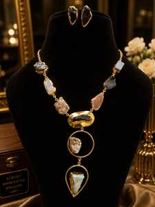 New Arrival Natural Stone Brass Indian <b>Wedding</b> Engagement Beach Wear <b>Jewellery</b> <b>Set</b> Daily Wear Party Anniversary Trendy <b>Jewellery</b> - Product Image 3