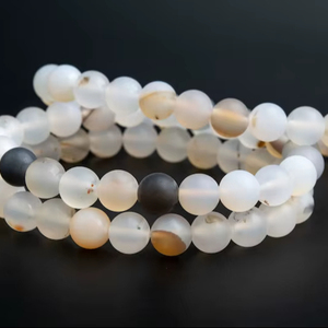 ลูกปัดหินอาเกตดอกไม้ธรรมชาติทรงกลมเกรดคุณภาพสำหรับทำเครื่องประดับ สร้อยข้อมือ สร้อยคอ งานฝีมือ DIY - Product Image 1