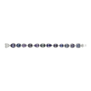 Bracelet tennis de luxe pour femme en argent 925 avec saphir taille poire, bijou de soirée - Product Image 2