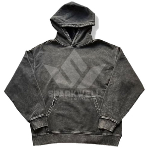 Sweat-shirt zippé à capuche en molleton de coton pour homme, couleur unie, délavé, coupe décontractée oversize, streetwear automne, respirant, 370g - Product Image 1