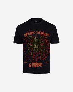T-shirt tricoté pour homme style américain, logo personnalisé, 100% coton, coupe classique, délavé à l'acide, grammage lourd, motif araignée, lettres vintage - Product Image 2