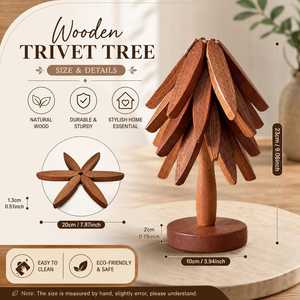 Wooden Shape <b>Trivet</b> Set Star Design Non Slip <b>Kitchen</b> Heat Resistant Mat Modern Style Table Decoration 20cm Diameter Handmade - Product Image 3