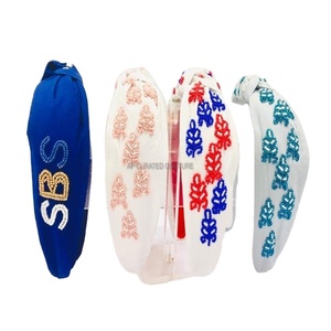 Bandeaux décontracté aléatoire perlé haut noué bandeau indien perlé embelli à la main bandeau perlé - Product Image 2