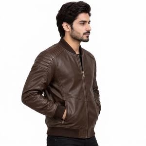 Veste en cuir pour homme, style décontracté, avec fermeture éclair sur le devant et col montant, prix bas, meilleur design, cuir d'agneau de haute qualité - Product Image 3
