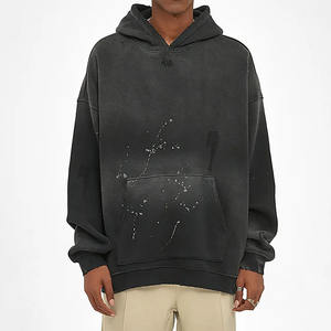 Sweat à capuche oversize en coton molletonné français pour homme, style vintage, effet vieilli, délavé à l'acide, tendance, décoloré par le soleil, pour l'hiver - Product Image 6