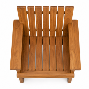 Contemporary Solid Teak Eco-Friendly Outdoor <b>Dining</b> Chair | Monolithic Side Panel Luxury Villa Patio <b>Armchair</b> | Weather - Product Image 3