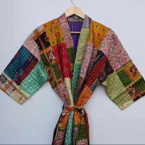 Bata de Kimono con Estampado Digital de Dibujos Animados para Mujer, Suave y Transpirable, de Algodón, para Verano, Hecha a Mano, ODM, Cuello en V, Cintura Elástica, Larga - Product Image 1