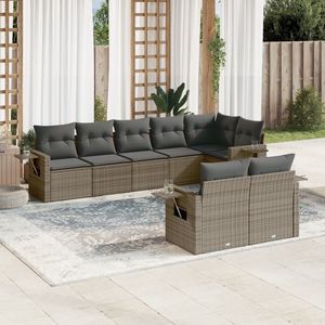 Conjunto de Sofá de Jardín de Ratán PE Gris, 6 Plazas, Resistente a la Intemperie, Muebles de Exterior de Diseño Contemporáneo - Product Image 1