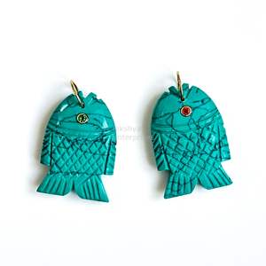 Colgante de pez turquesa azul AAA tallado a mano, amuleto de pez de piedra preciosa, plata 925, hecho a mano, cristal curativo, para fabricación de joyas al por mayor - Product Image 5