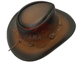 หมวก Concho ทูโทนหมวกแฟชั่นล่าสุดสำหรับใส่ในฤดูร้อนหมวกหนังคาวบอยซาฟารีสไตล์ตะวันตกหมวก2024 - Product Image 1