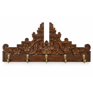 Perchero de pared artesanal de madera de mango con diseño de puerta de templo al por mayor |   Nogal Oscuro - Product Image 1