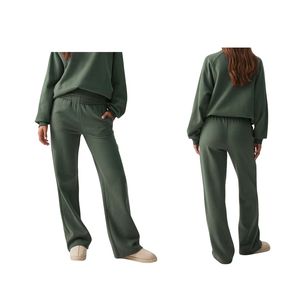 Pantalones de chándal anchos de cintura alta para mujer, informales, de algodón suave, holgados, tipo jogger, venta al por mayor OEM - Product Image 1