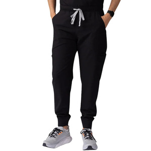 Unisex Knitted <b>Scrub</b> Pants <b>Black</b> Medical Uniform <b>Trousers</b> Hospital Workwear Bottoms - Product Image 2