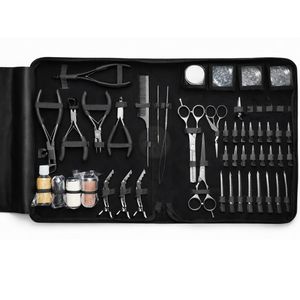 Ultimate Sharpinst Black and Silver Stainless Steel Hair Extension Kits Model Hair Extension Tool Kit Complete Set High Clutch - Product Image 1