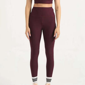 Pantalon de yoga léger pour femme, taille haute, longueur intégrale, motif imprimé ajouré, taille élastique, options de logo personnalisé, en stock - Product Image 1