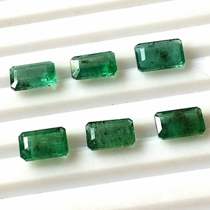 Lot de pierres précieuses d'émeraude naturelle du Zambie, 6,90 carats, taille émeraude calibrée 8x5 mm, facettées, translucides, pierres brutes, 6 pièces - Product Image 1