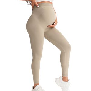 Leggings de yoga sans couture pour femmes enceintes, taille haute, pour la grossesse et le fitness, personnalisables OEM ODM, vente en gros - Product Image 5