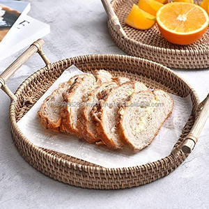 Vietnam Wholesale Non-toxic Natural Rattan Handmade <b>Tray</b> for Serving Food and Fruit Bamboo Fruit Basket <b>Decorative</b> Serving <b>Trays</b> - Product Image 4