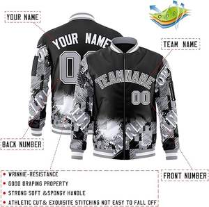 เสื้อแจ็คเก็ตแฟชั่นสไตล์วาร์ซิตี้ แบบ Letterman ทรงเบสบอล คอตั้ง ปักตัวอักษร ตัวเลข และโลโก้ด้านหน้า สำหรับผู้ชาย ผู้หญิง และเยาวชน - Product Image 3