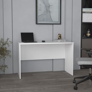 Malibu 47\" Wide Modern <b>Simple</b> White Computer <b>Desk</b> for Home Office Bedroom Living Room Kitchen or Dining Room Use - Product Image 1
