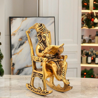 Sculpture artisanale en métal de Dieu Ganesh lisant Ramayana Style Art déco idole Murti pour décor de bureau à domicile Diwali Occasion cadeau