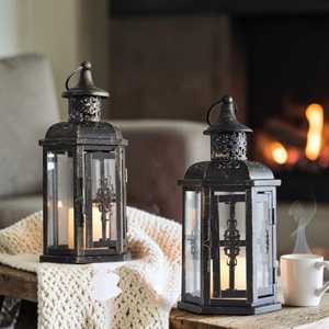 Lanterne vintage porte-bougie suspendue en fer, lanterne nordique, lanterne rustique pour centre de table de mariage - Product Image 3